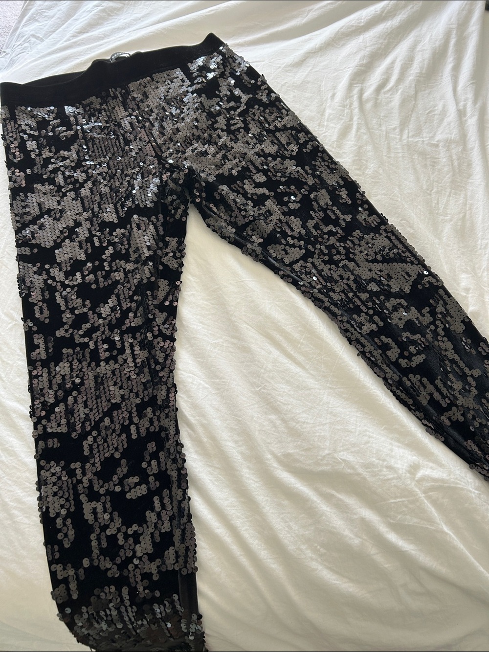 Express Black Velvet Pants with Logo Waistband